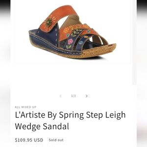 L'Artiste by Spring Step Leigh Wedge Colourful floral Sandals Sz 39